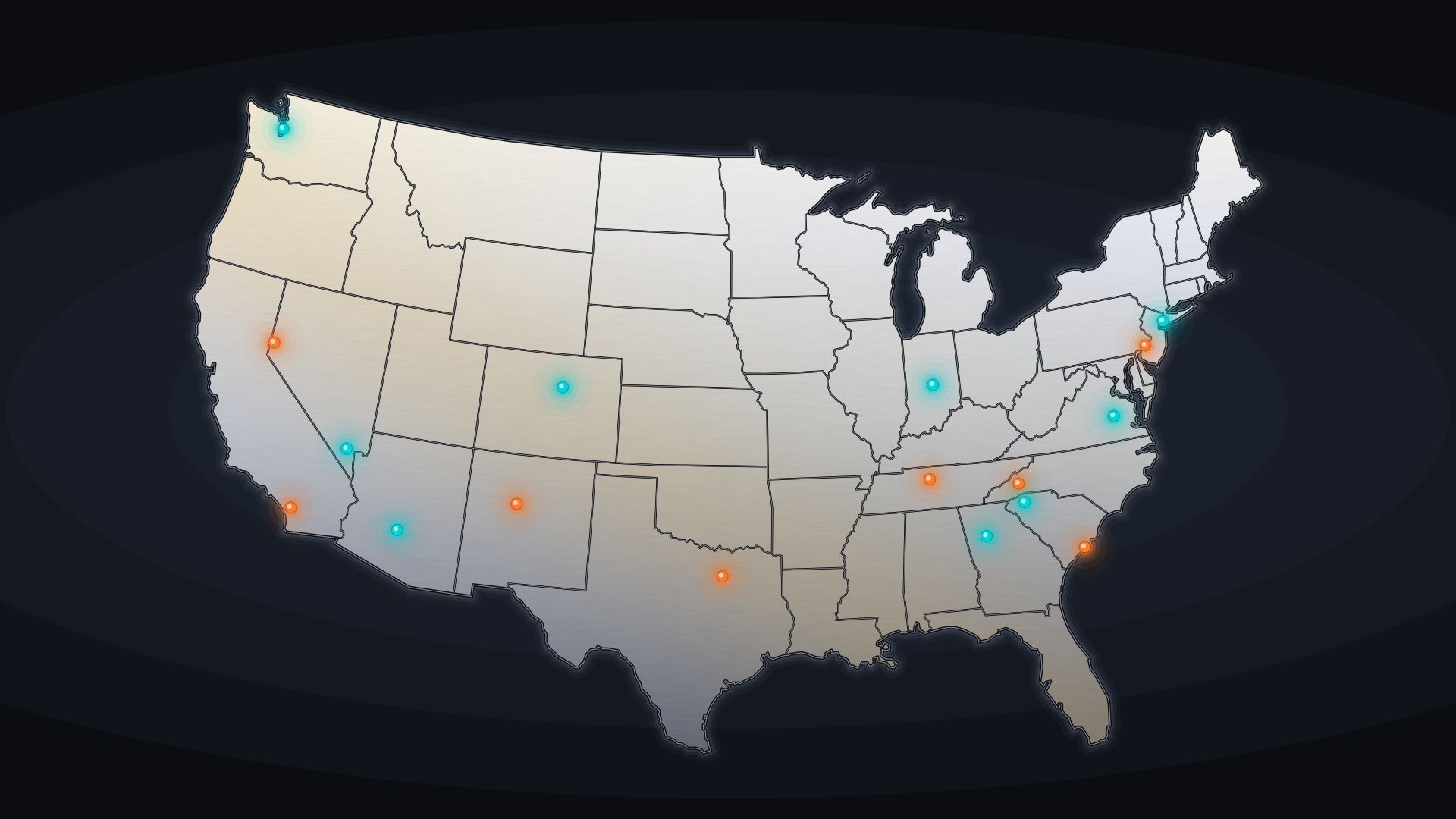 USA map showing active pallet racking liquidation locations